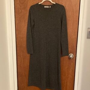 Patrizia Luca Charcoal Gray Long-Sleeve Knit Midi Dress/tunic